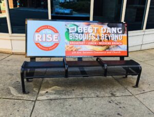 Nashville bus bench for Rise Biscuits